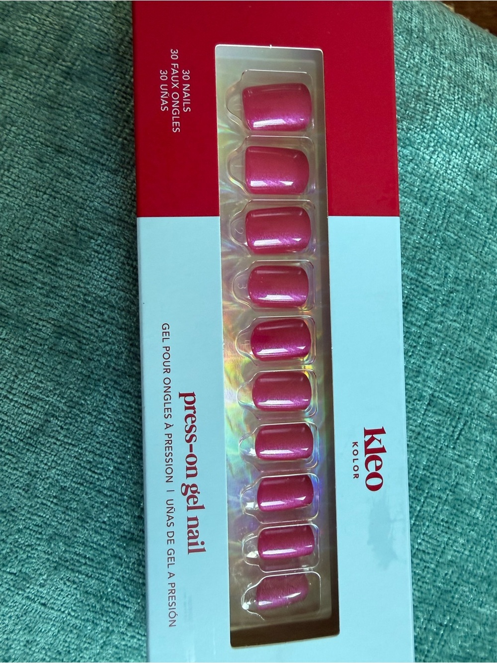 Kleo Kolor Pink Press-On Gel Nails - Shiny Hot Pink Set